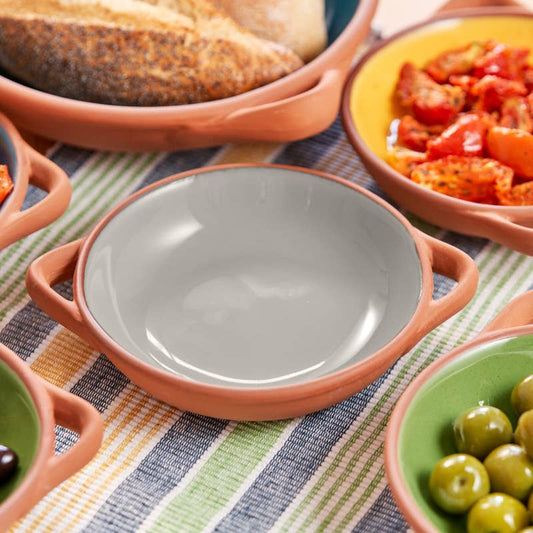 Sintra Small Glazed Terracotta Tapas Dish - Stone