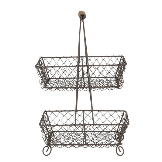 Vintage Style Rectangle Tiered Basket