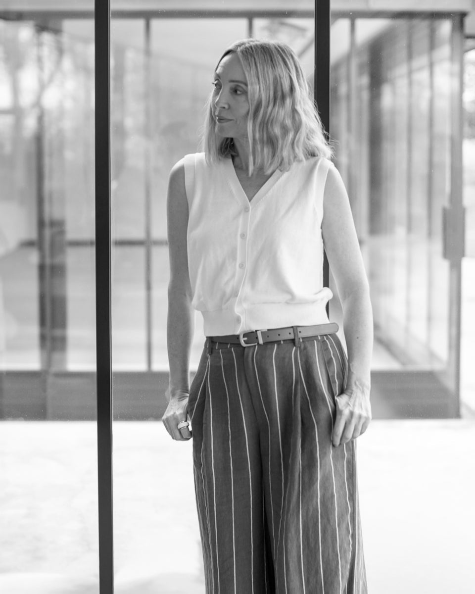 Chalk | Jasmine Stripe Trouser | Navy