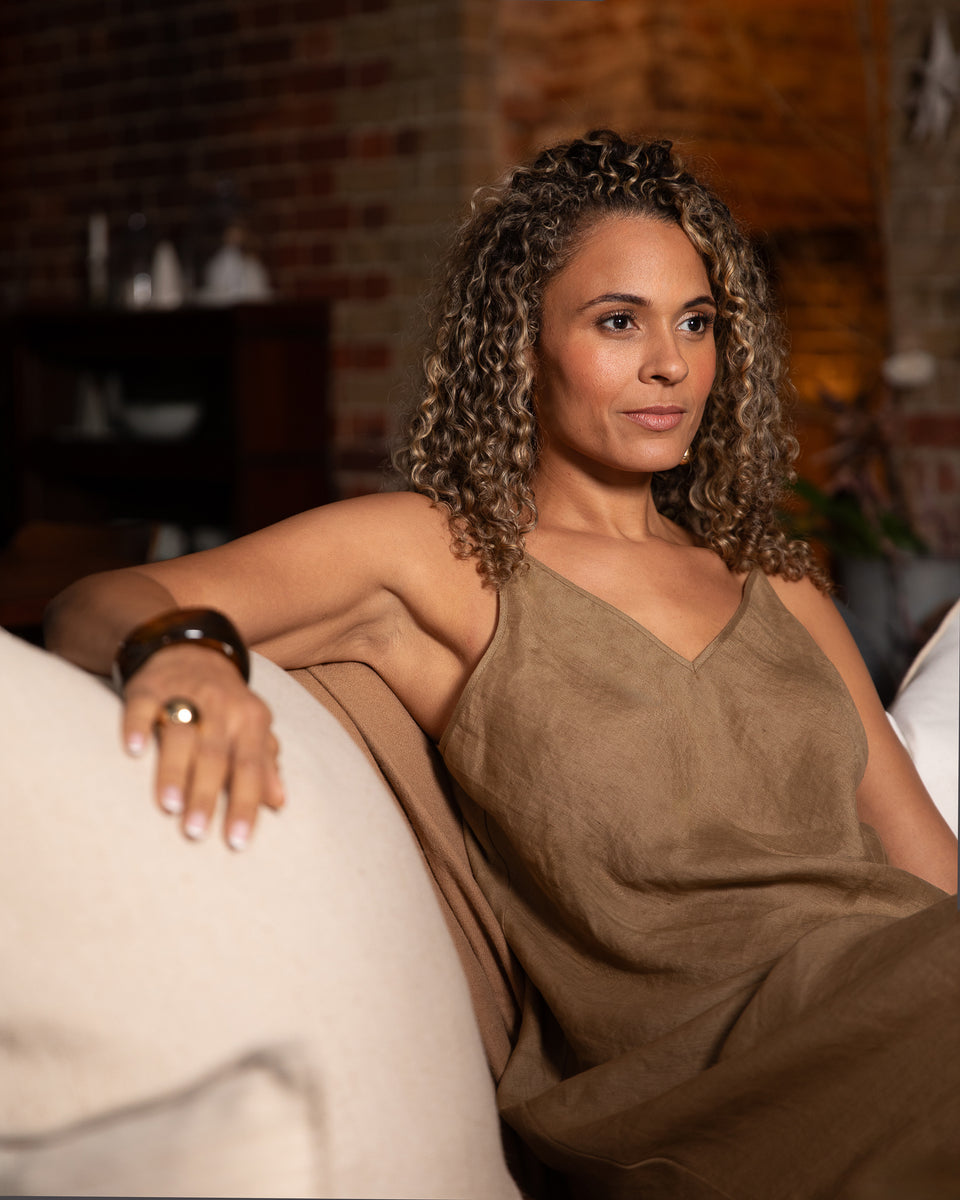 Chalk | Harlow Dress | Dark Tan