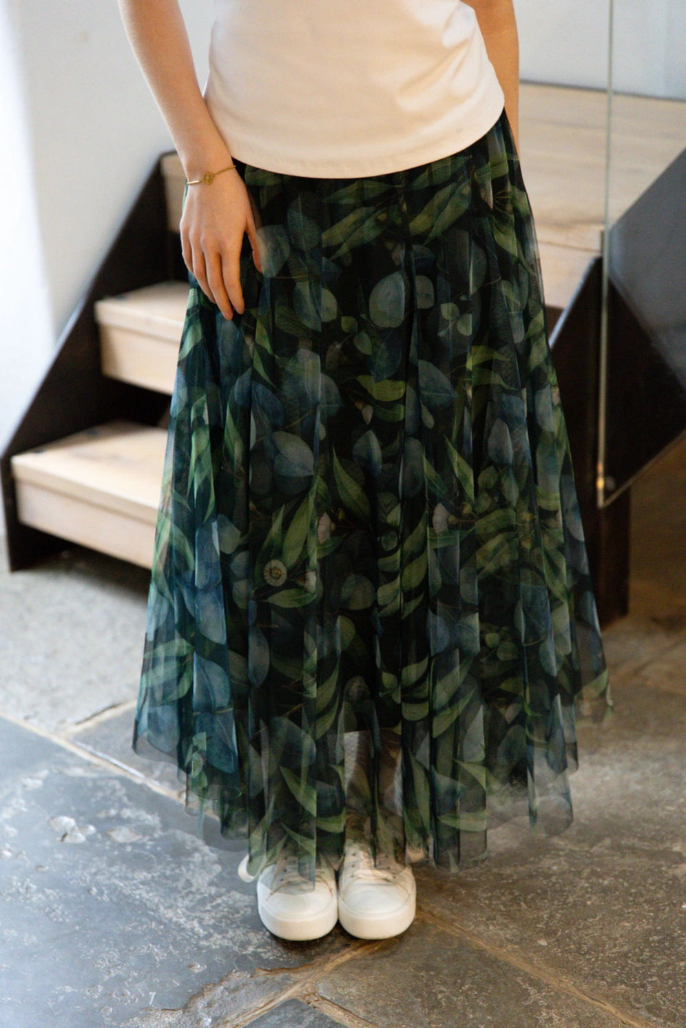 Tulle Layer Skirt in Botanical Print