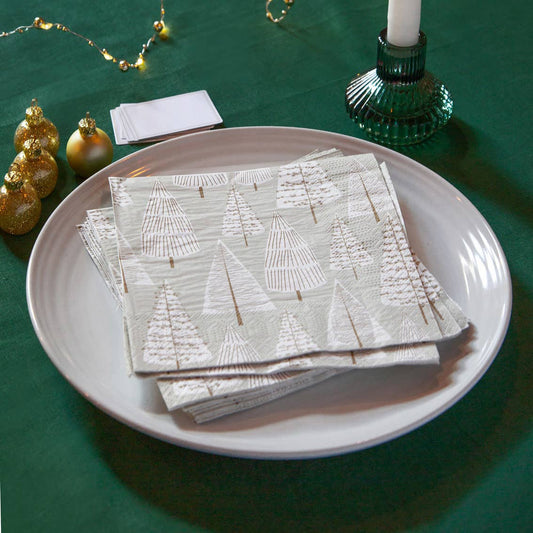 Silver & Gold Eco Christmas Tree Napkins | 20 Pack