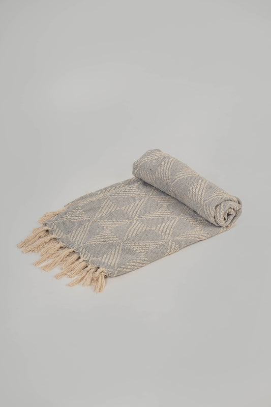 Herringbone Cotton Throw | Petrol Blue