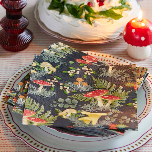 Woodland Mushroom Christmas Napkins | 20 Pack