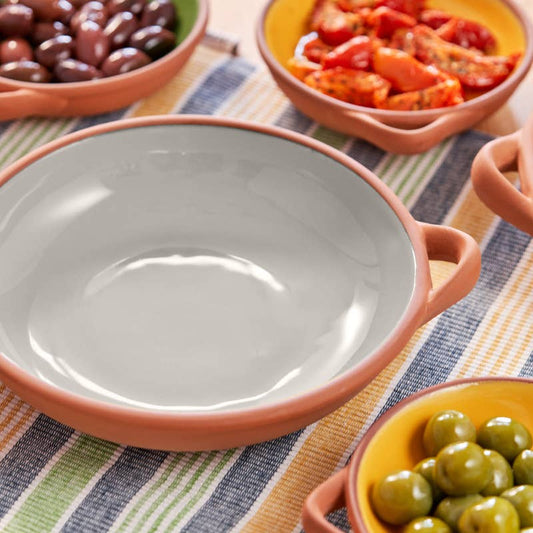 Sintra Large Glazed Terracotta Tapas Dish - Stone