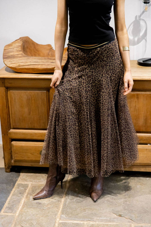 Tulle Layer Skirt in Small Leopard Print