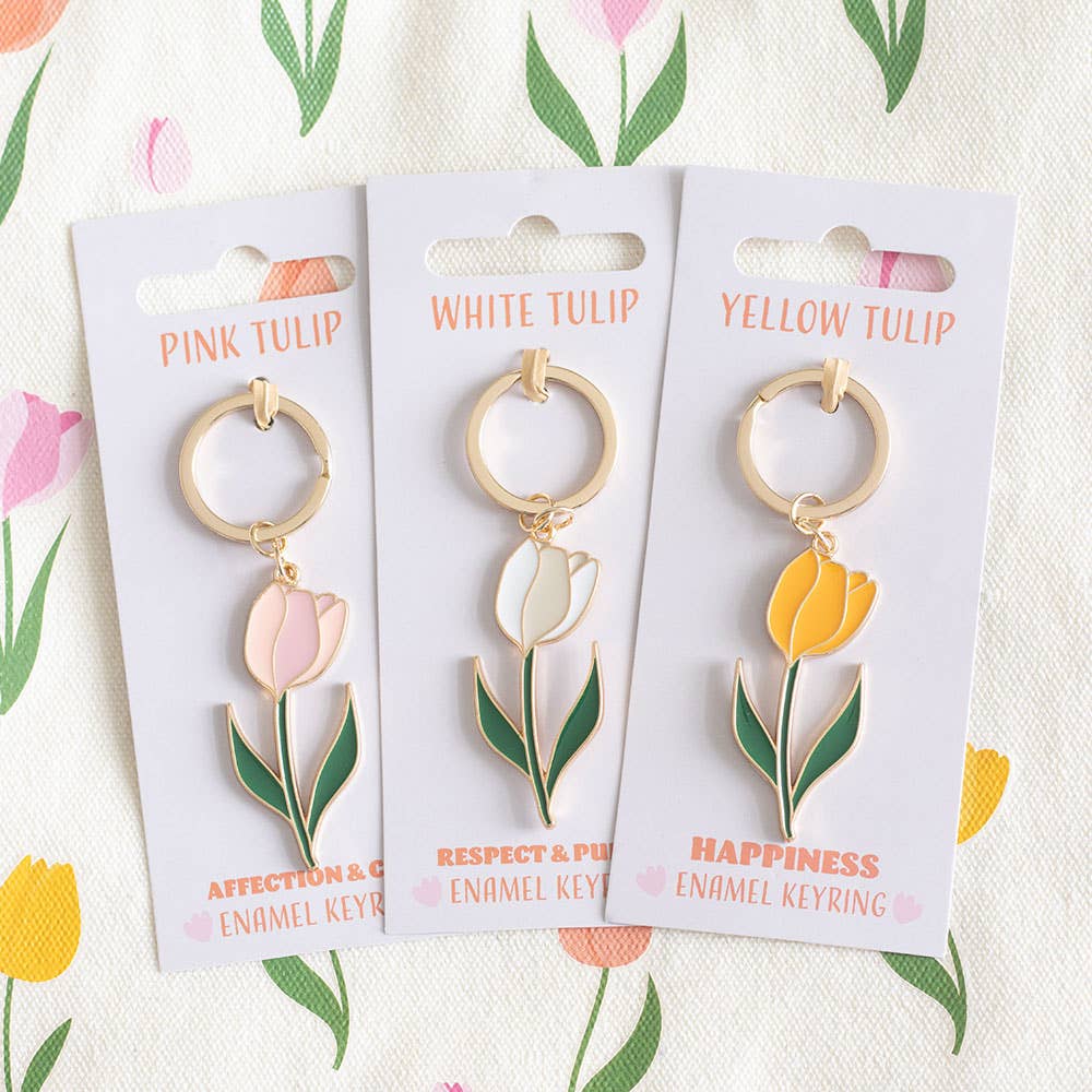 White Spring Tulip Keyring