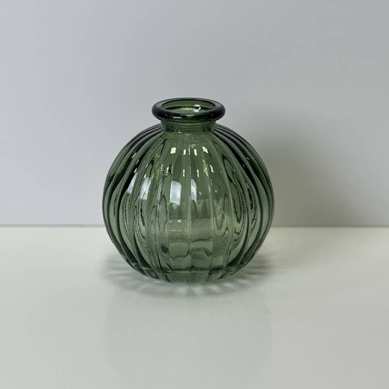 Vintage Green Round Bottle Vase