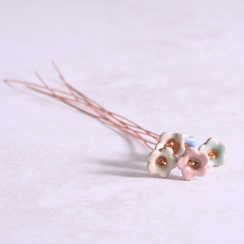 Mini Ceramic Flower Decorative Bud Stems