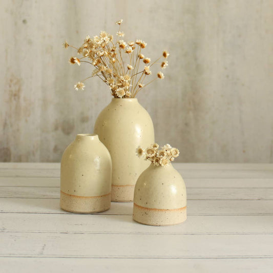 Light Yellow Small Bud Vase Stoneware