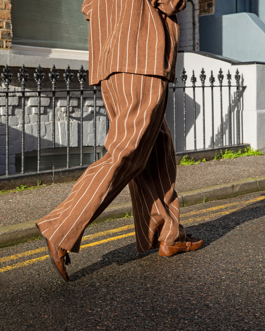Chalk | Jasmine Stripe Trouser | Tobacco