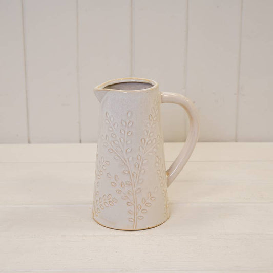 Ceramic Natural Jug with Olive Branch Design