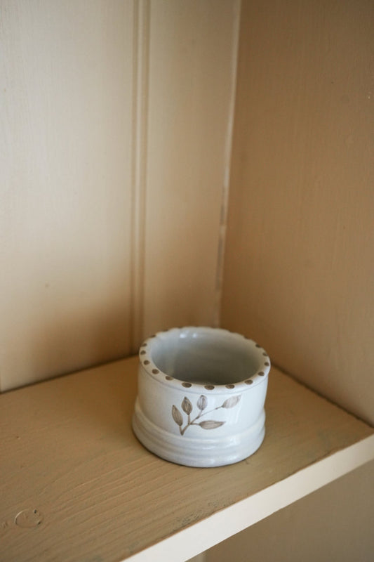 Hand painted botanic tea light/dip bowl - Taupe