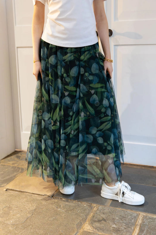 Tulle Layer Skirt in Botanical Print