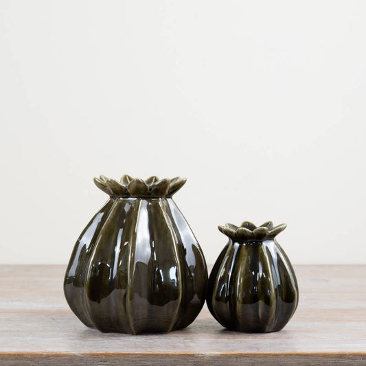 Poppy Seed Green Vase, 16cm