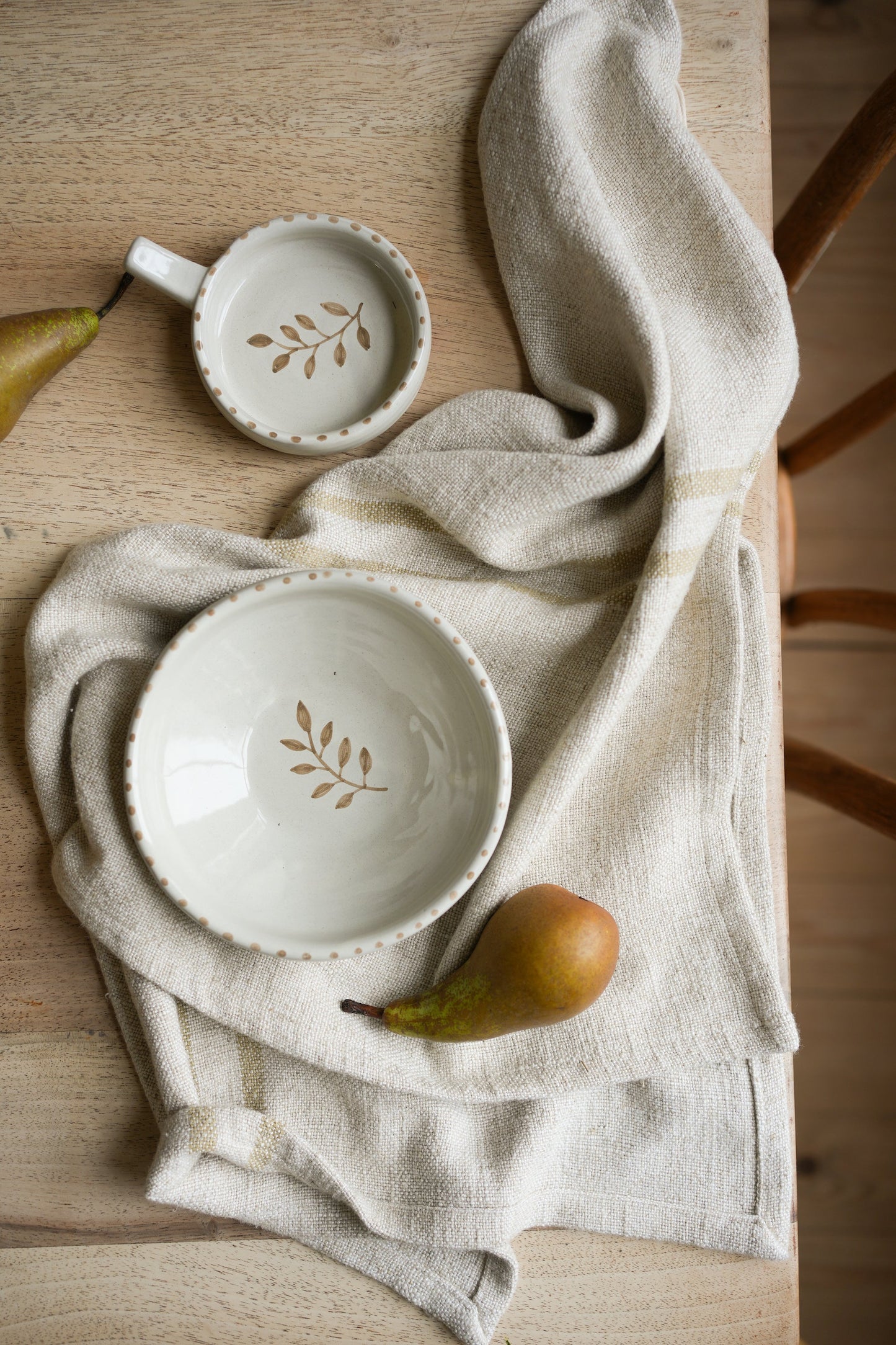 Hand Painted Botanic Snack Bowl - Taupe