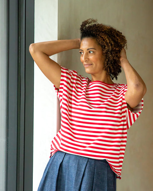Chalk | Wei Stripe Top | Red/Ecru