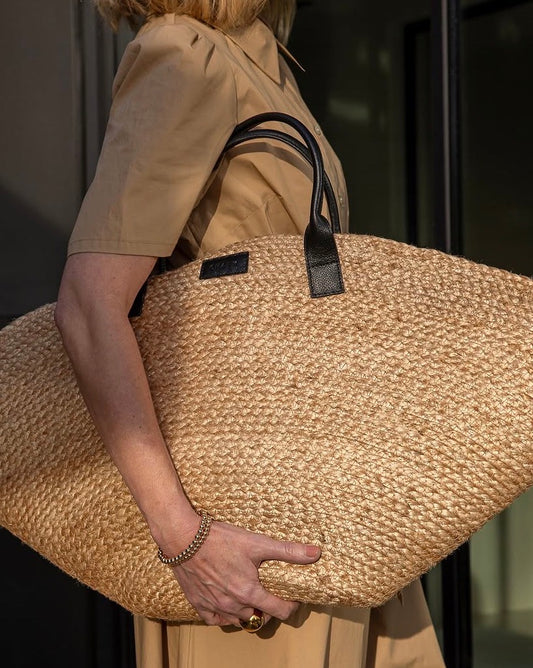 Chalk | Bromley Jute Bag | Natural/Black