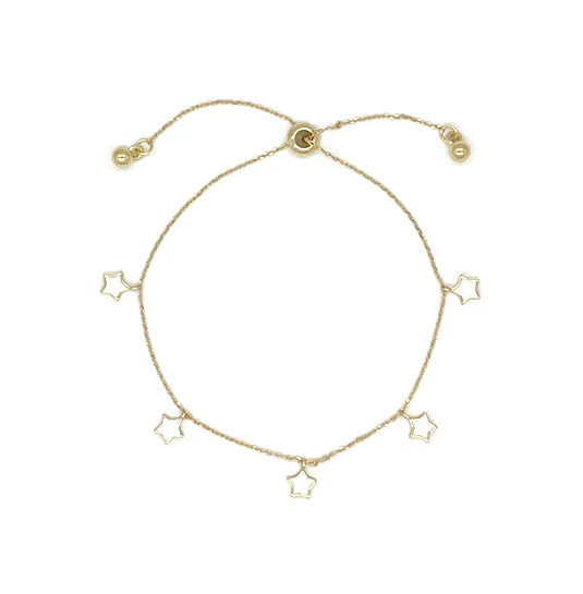 Five Enamel Coloured Star Slider Bracelet | Gold | White