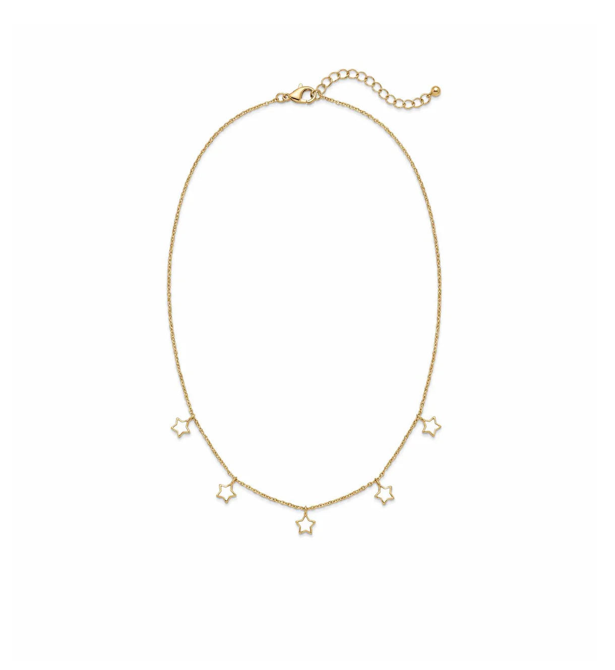 Five Enamel Coloured Stars Necklace | Gold | White