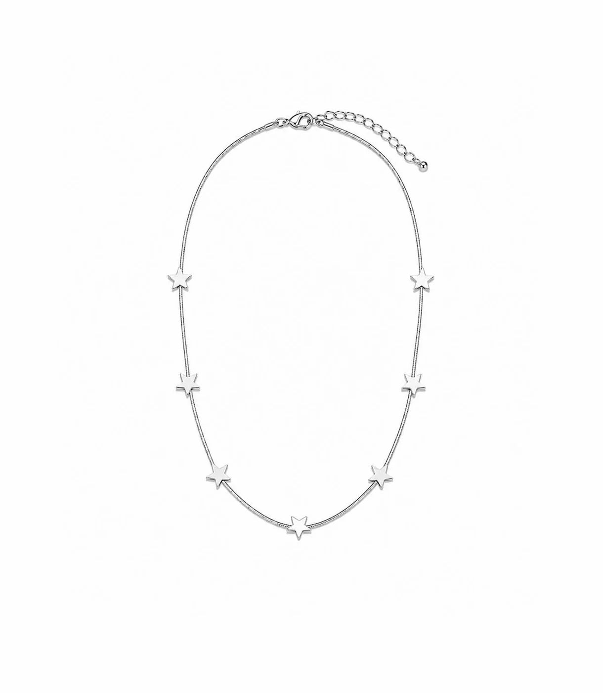 Short Snake Chain Necklace with Stars | Silver