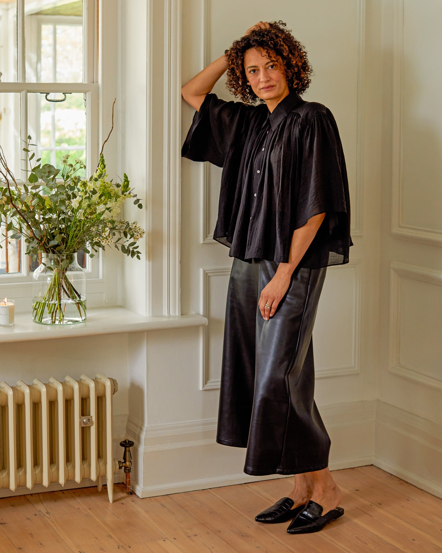 Darcy Faux Leather Trousers | Black