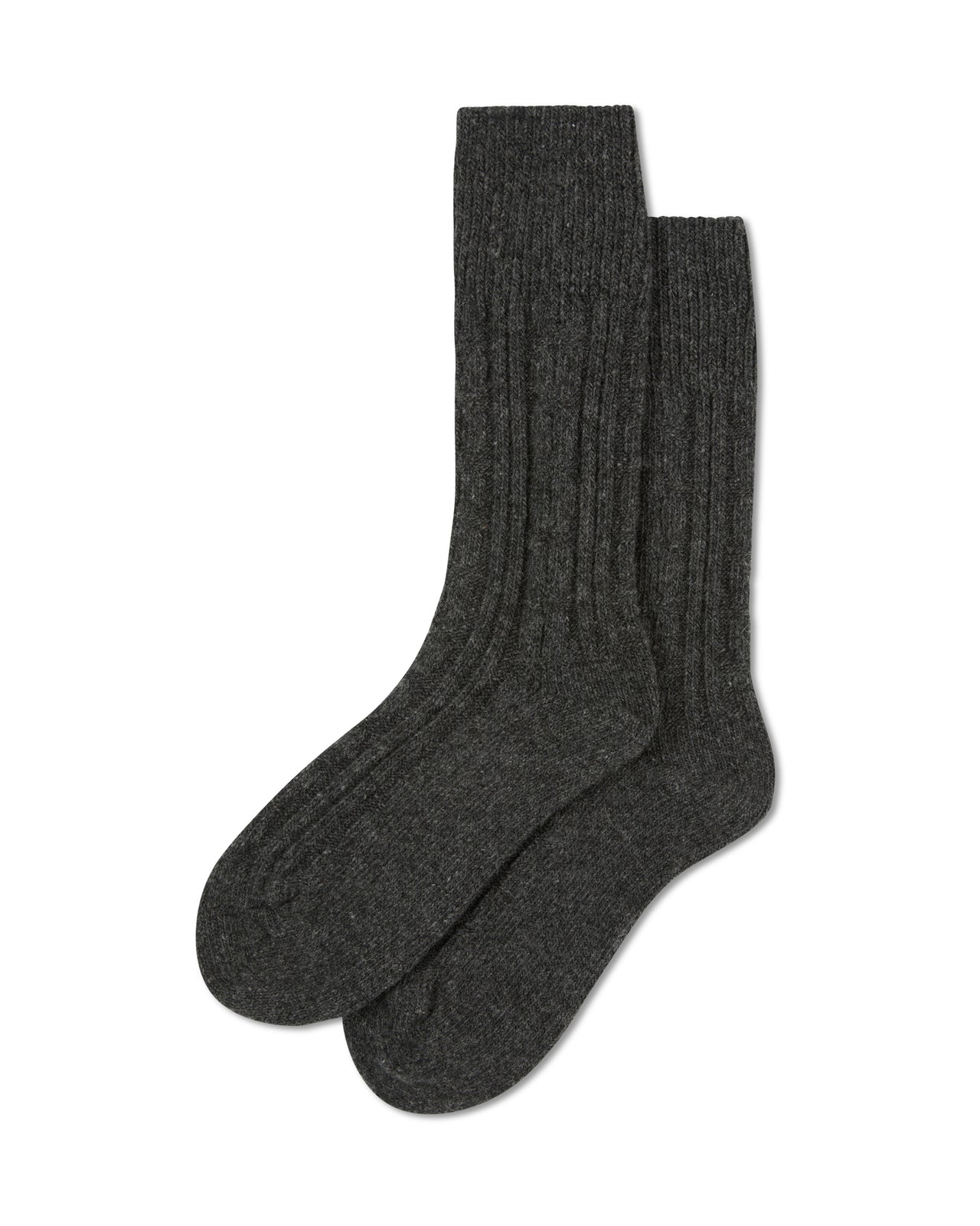 Chalk | Wool Cable Sock | Dark Charcoal