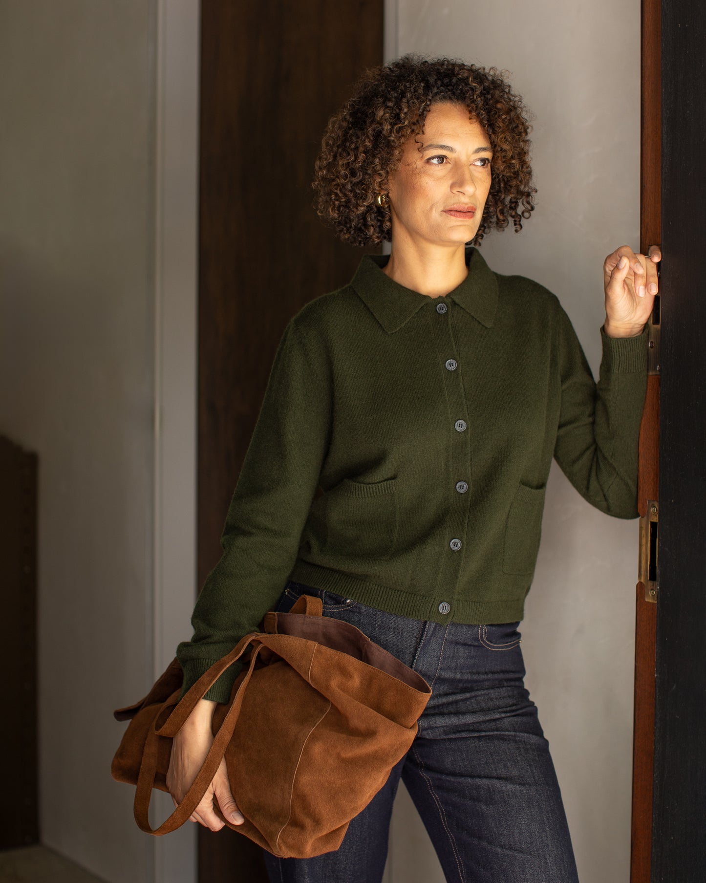 Chalk | Eden Cardigan | Dark Olive