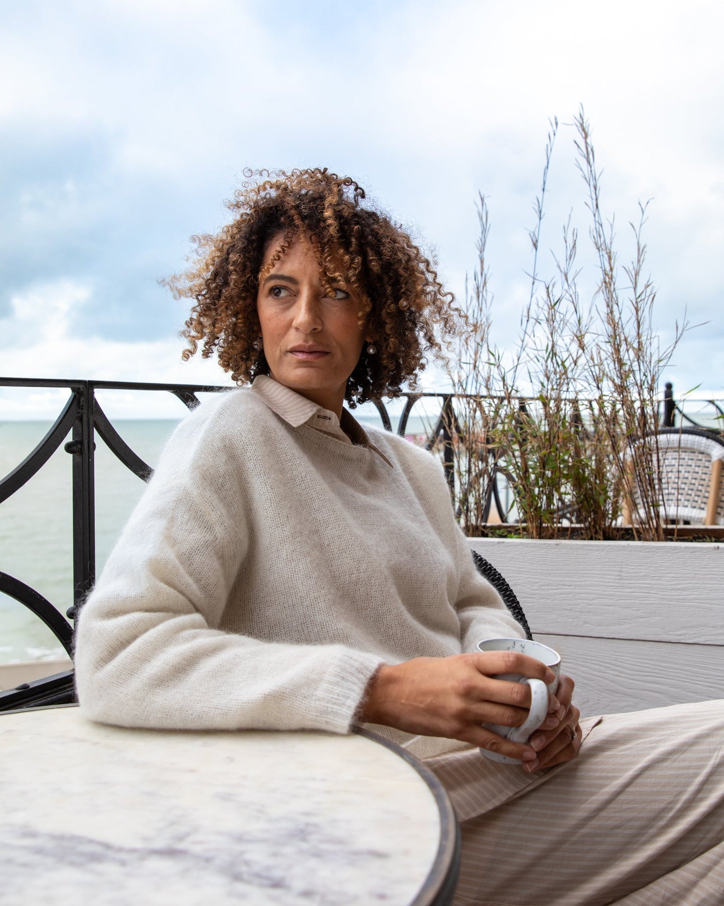 Nola Stripe Shirt | Beige/Ecru