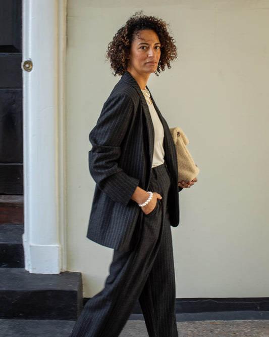 Chalk | Drew Blazer | Dark Charcoal Pinstripe