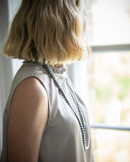 Chalk | Burley Long Beaded Necklace | Grey