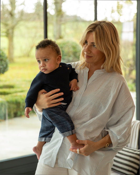 Chalk | Scarlett Stripe Shirt | Blue/Ecru