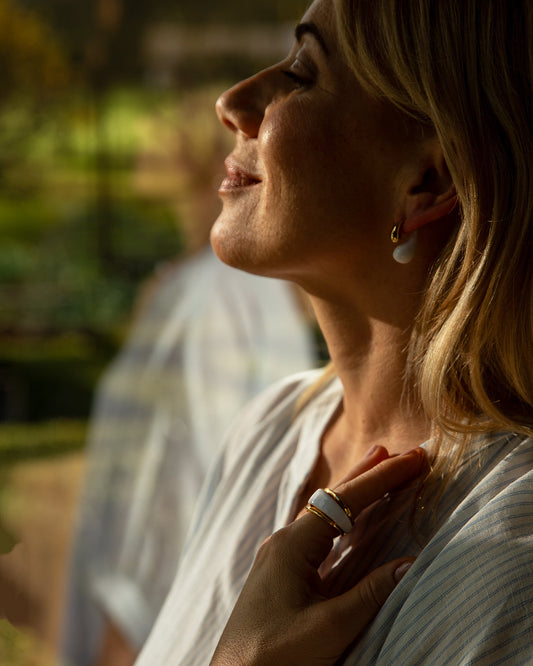 Chalk | Enamel Tear Earring | White