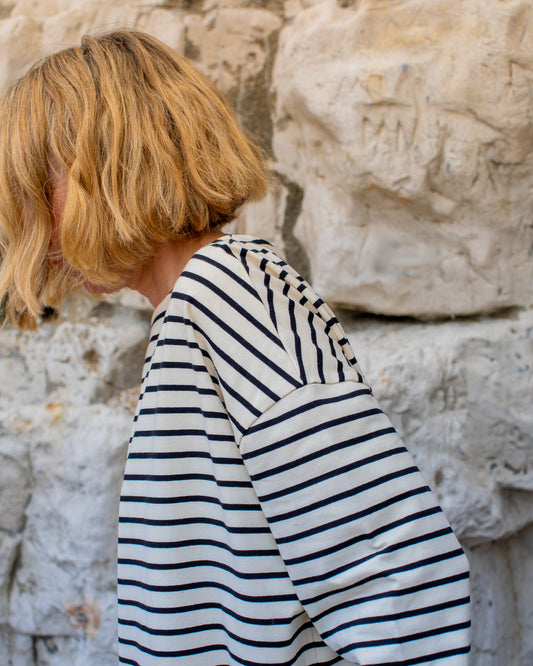 Chalk | Bryony Stripe Top | Black / Cream