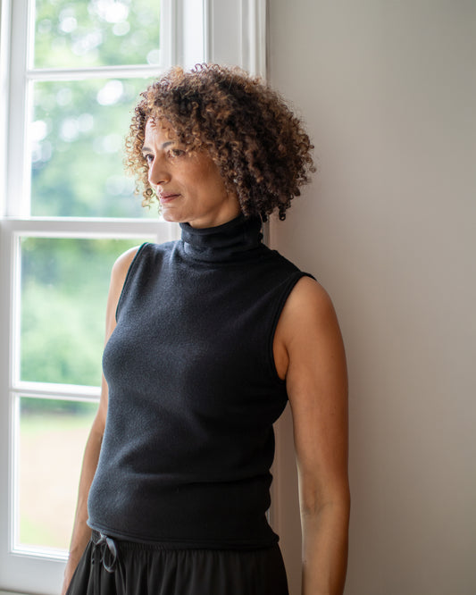 Chalk | Posy Roll Neck Top | Black