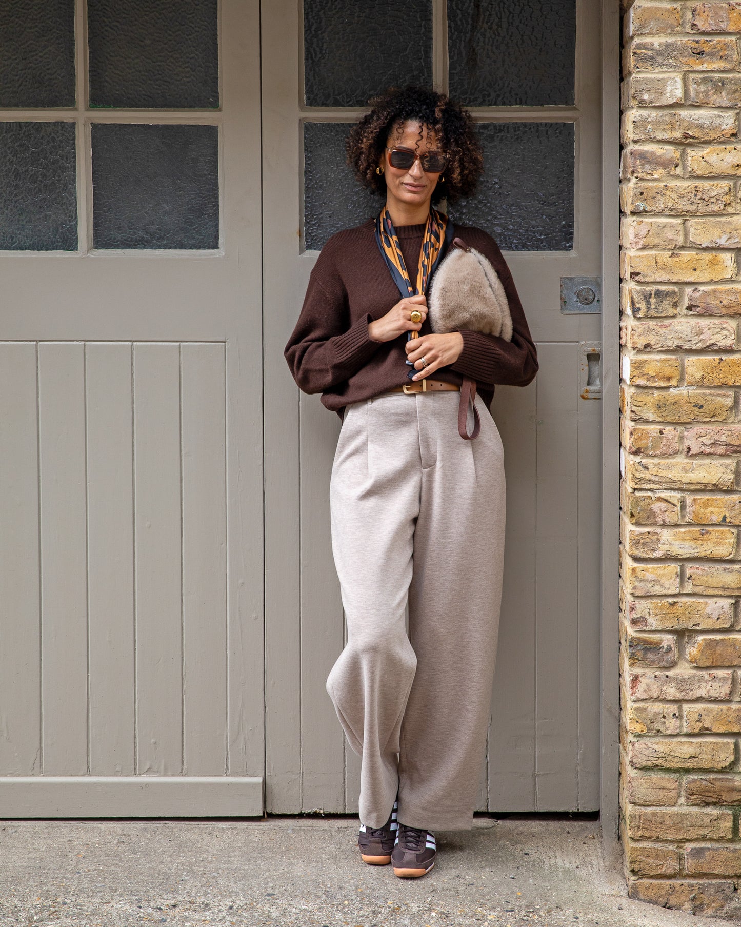 Chalk | Luna Scarf | Large Leopard Print
