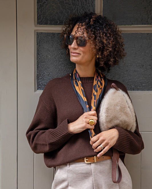 Chalk | Luna Scarf | Large Leopard Print