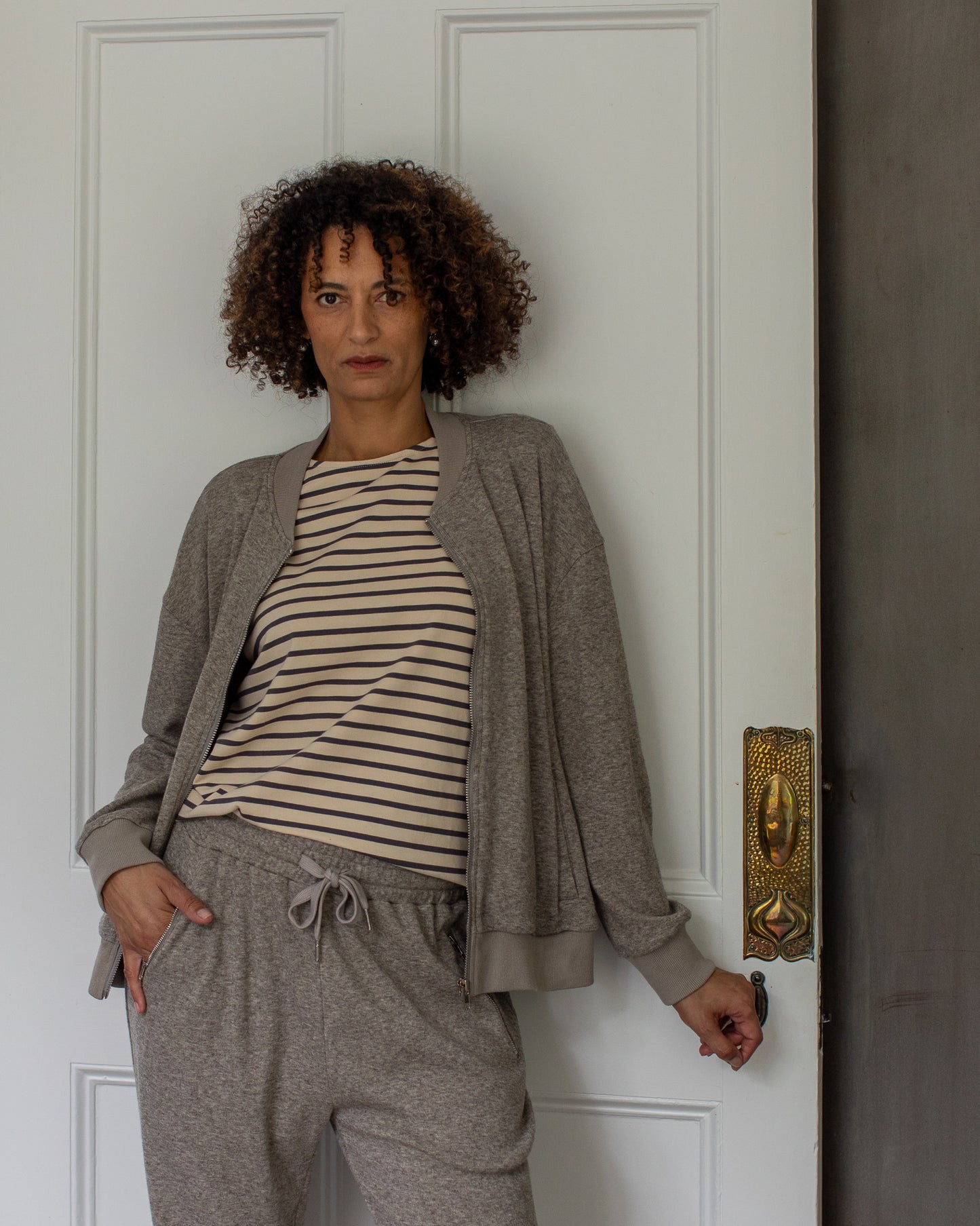 Chalk | Fleur Stripe Top | Grey/Cream