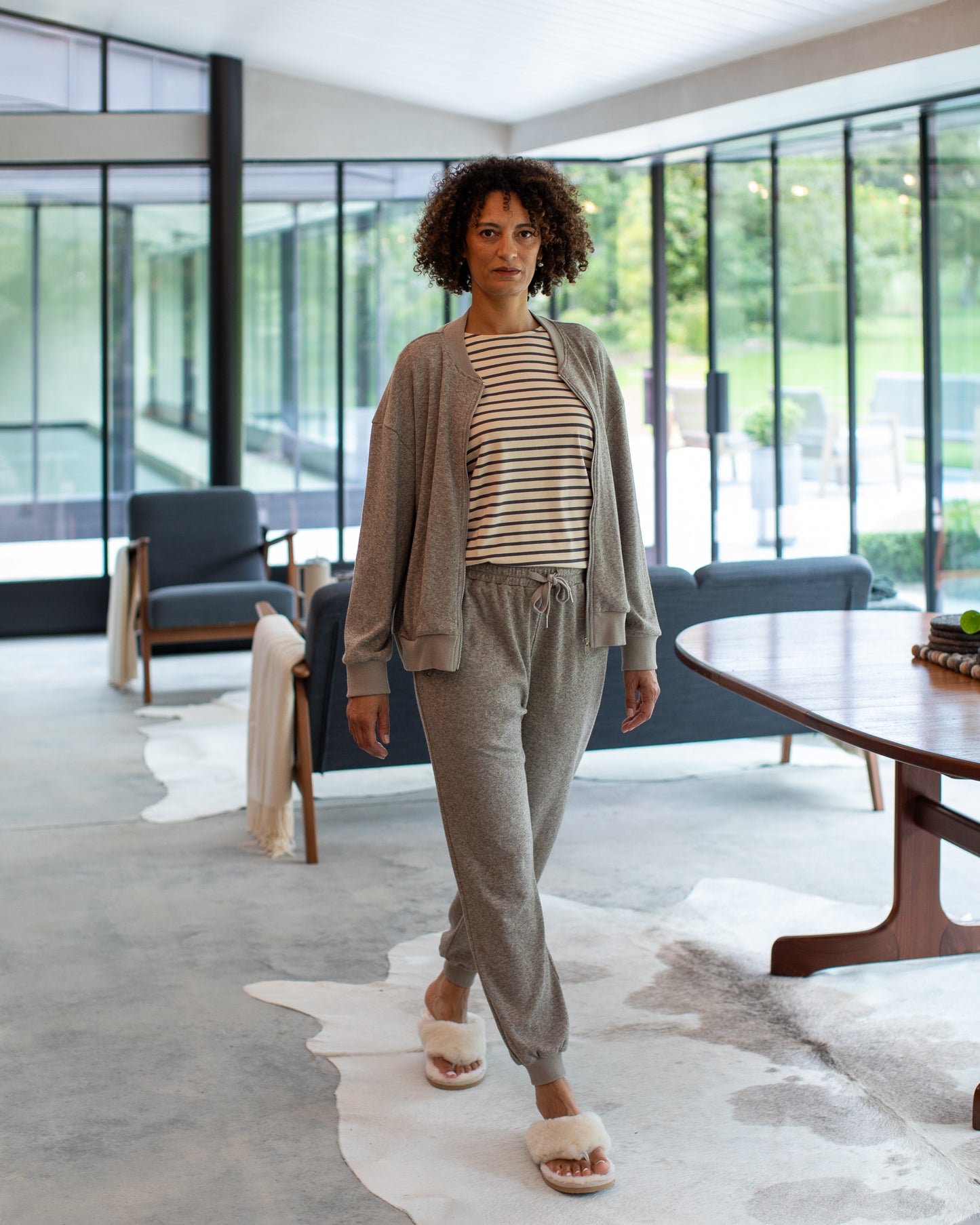 Chalk | Fleur Stripe Top | Grey/Cream