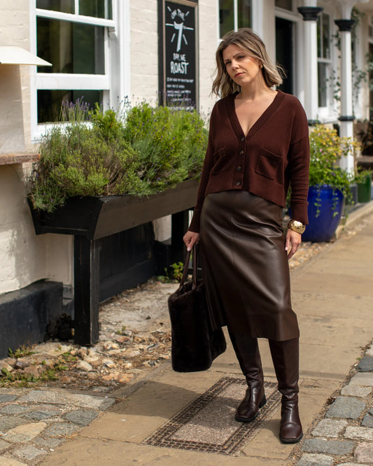 Chalk | Andrea Cardigan | Chocolate