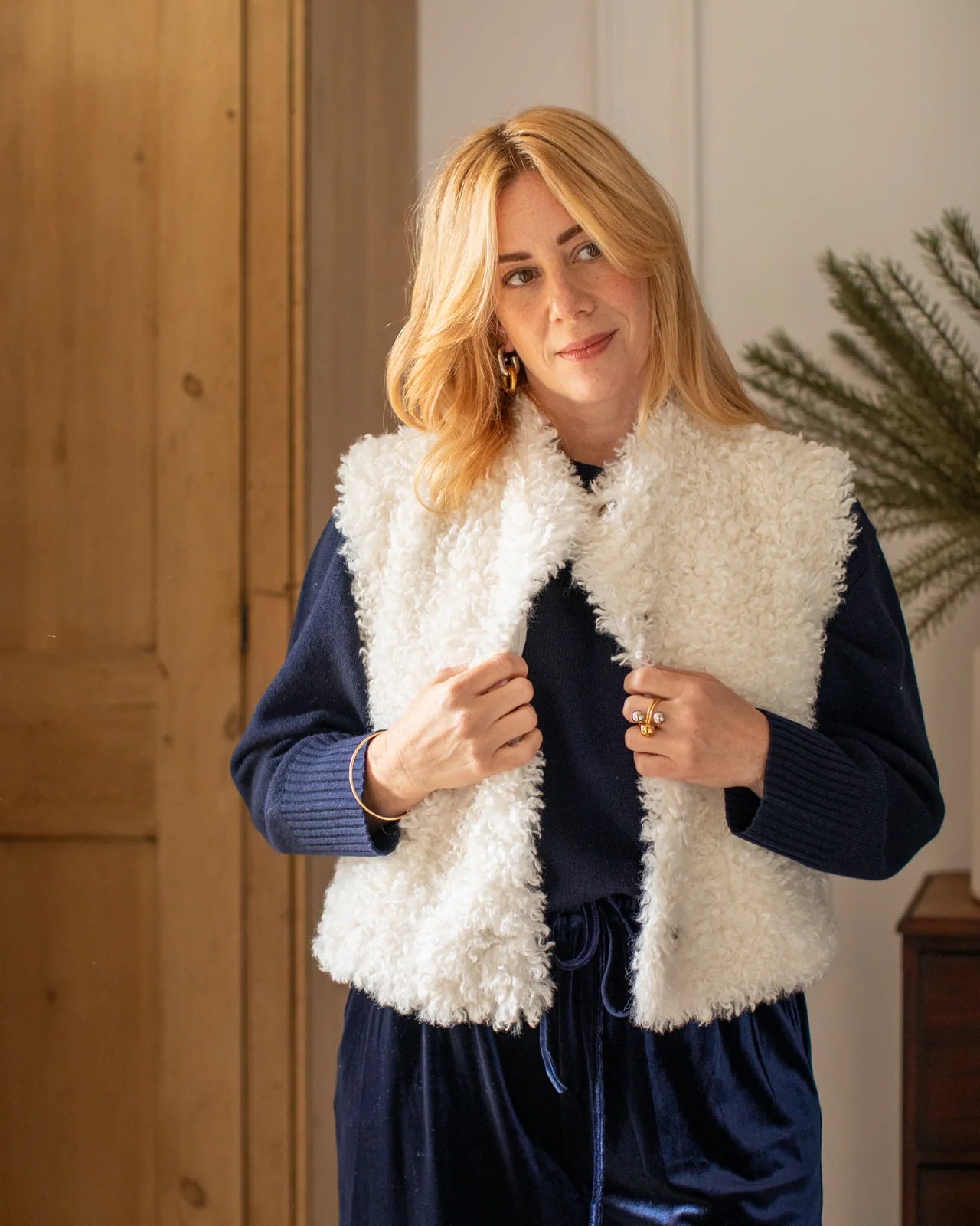 Chalk | Lauren Faux Fur Gilet | Ivory