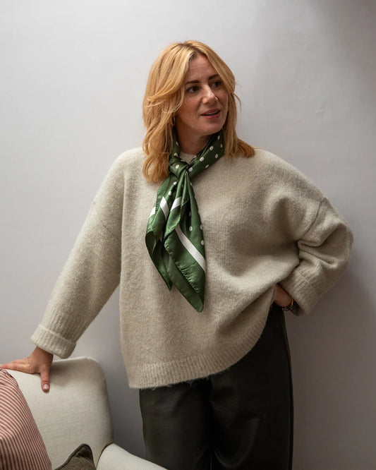 Chalk | Wren Scarf | Small Spot | Pine Green