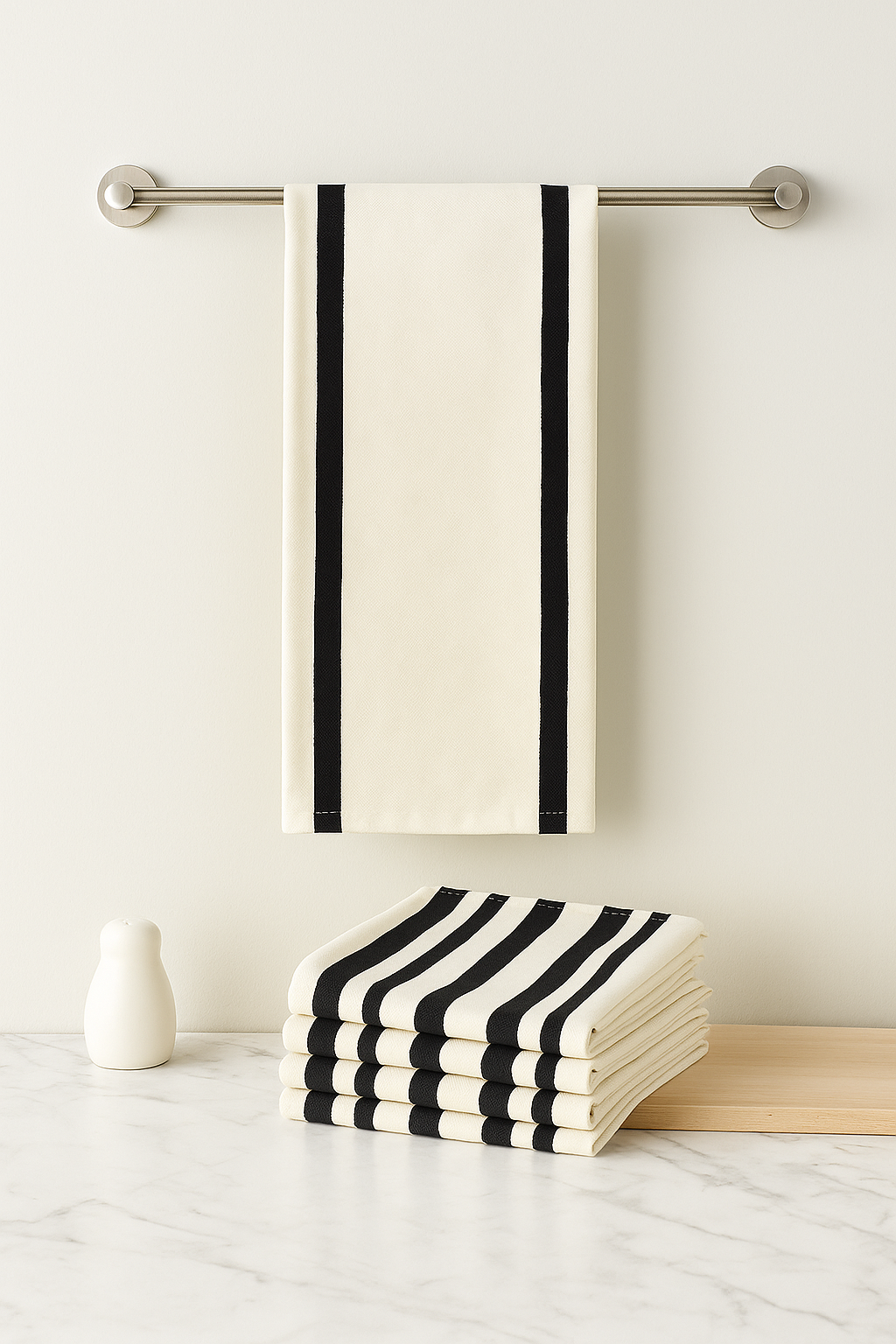 Minimalist Black Stripe Cotton Tea Towel