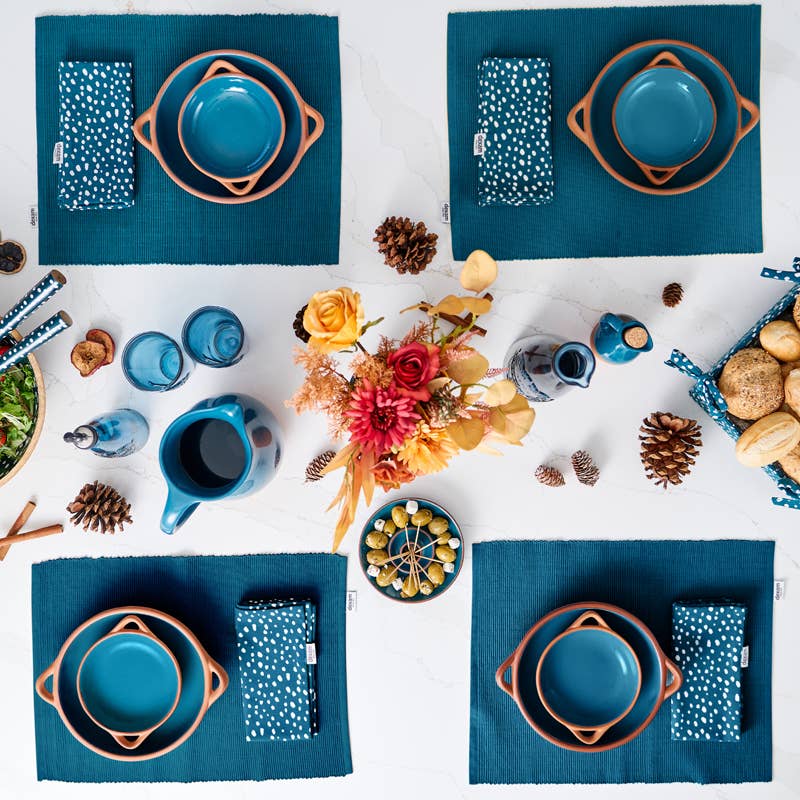 Sintra Large Glazed Terracotta Tapas Dish - Ink Blue
