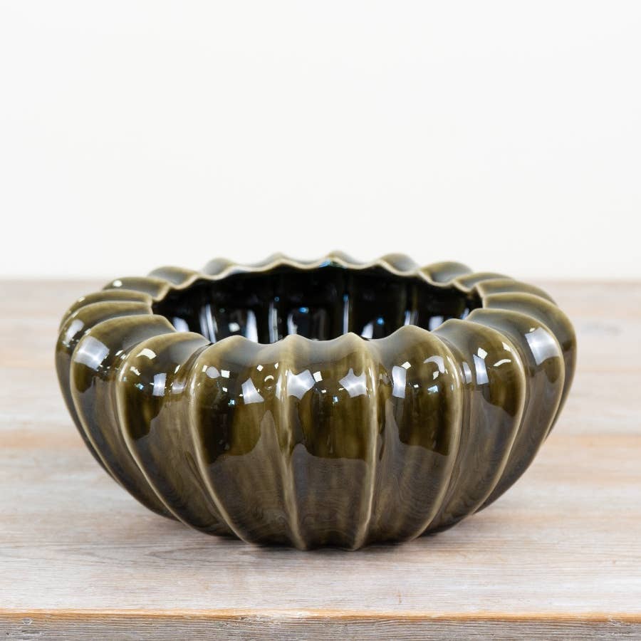 Olive Pod Bowl Vase, 25cm