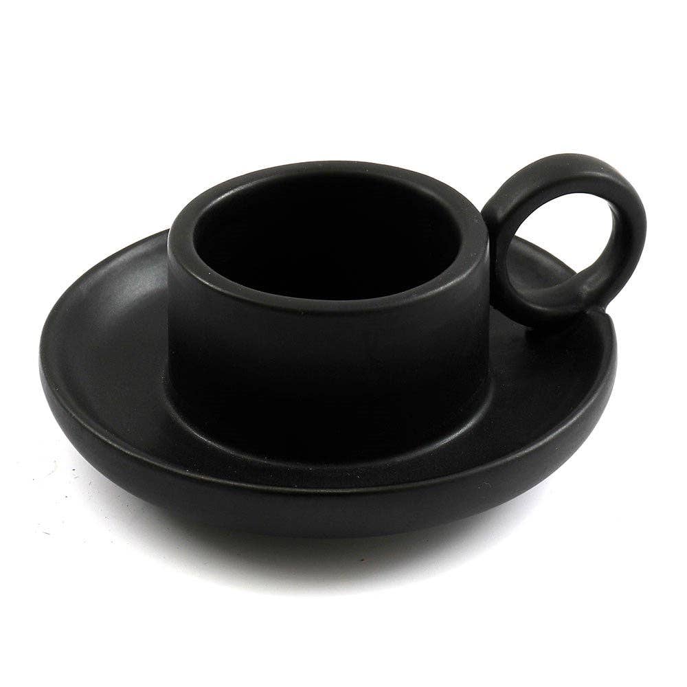 Black Stoneware Tealight Candle Holder