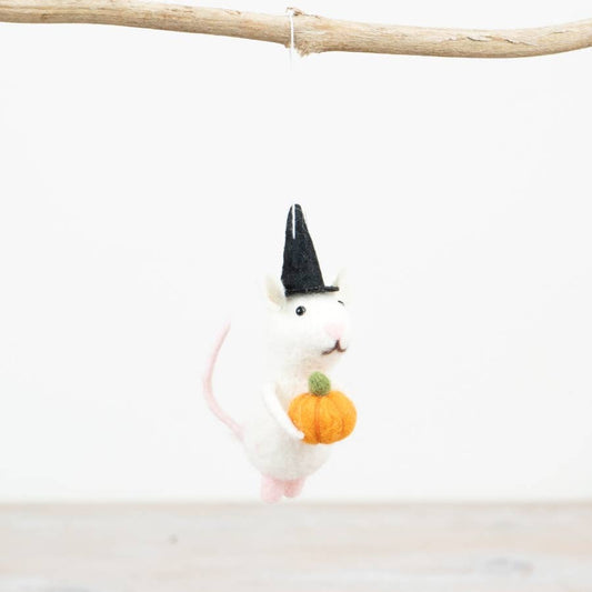 Felt Hanging Mouse with Pumpkin