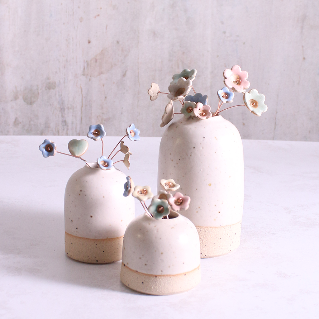 Mini Ceramic Flower Decorative Bud Stems