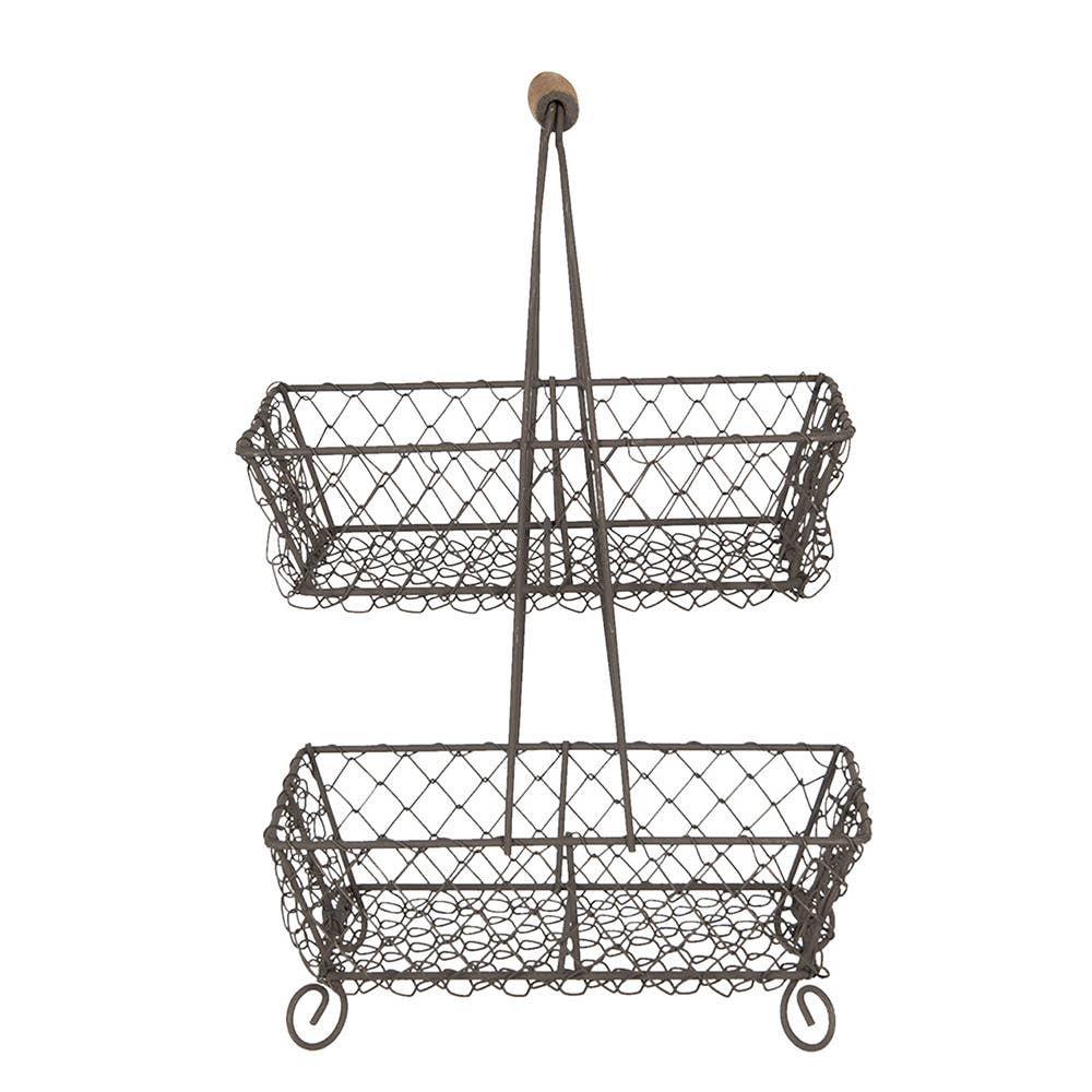 Vintage Style Rectangle Tiered Basket