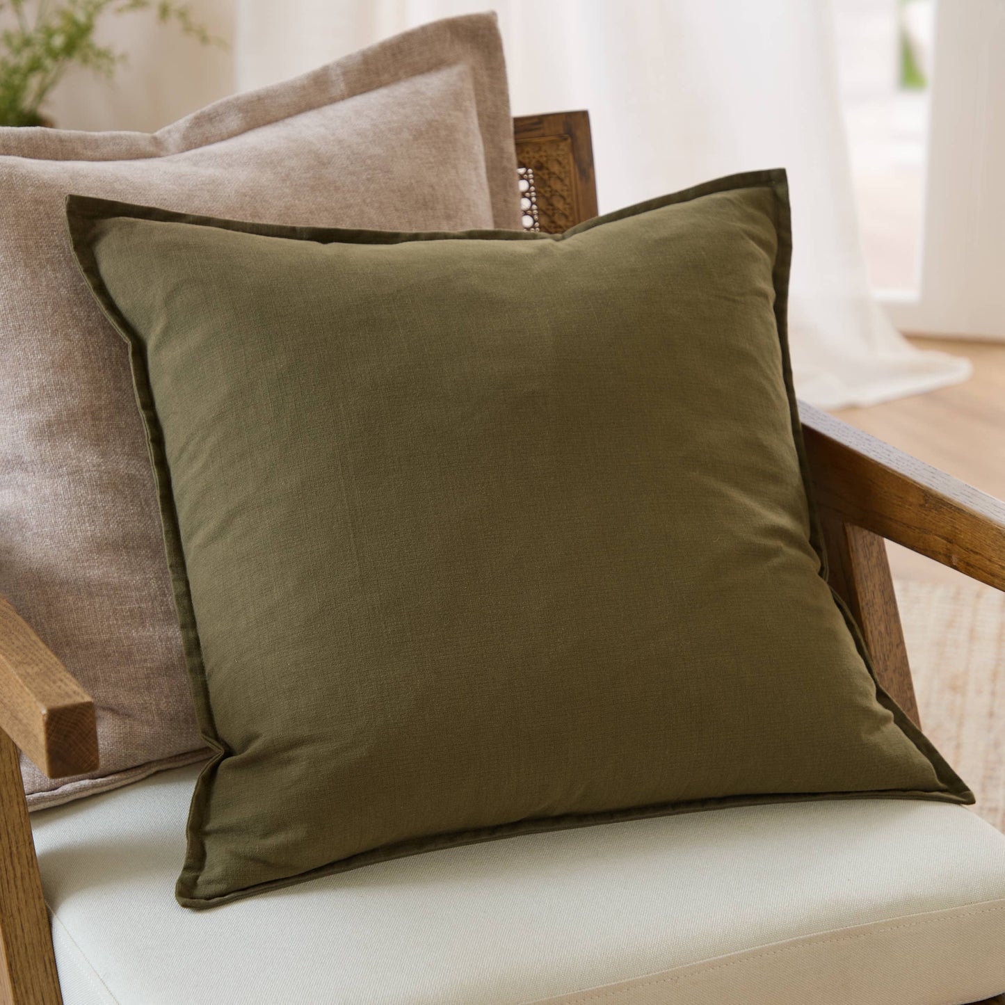 Slub Cotton Cushion | Lichen